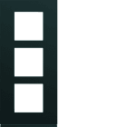 Hager - Plaque de finition gallery 3 postes verticale Nuit entraxe 57 mm