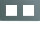 Hager - Plaque de finition gallery 2 postes Taupe horizontale entraxe 71 mm