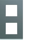 Hager - Plaque de finition Gallery 2 postes Taupe verticale entraxe 71 mm