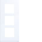 Hager - Plaque gallery 3 postes verticale 57 mm pure infini, plastique blanc brillant