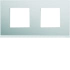 Hager - Plaque de finition Gallery 2 postes Aluminium horizontale entraxe 71 mm
