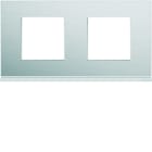 Hager - Plaque de finition gallery 2 postes Aluminium horizontale entraxe 71 mm