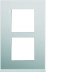 Hager - Plaque de finition Gallery 2 postes Aluminium verticale entraxe 57 mm
