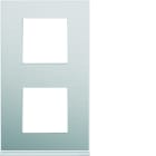 Hager - Plaque de finition Gallery 2 postes Aluminium verticale entraxe 71 mm