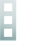 Hager - Plaque de finition Gallery 3 postes verticale Aluminium entraxe 71 mm