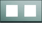 Hager - Plaque de finition gallery 2 postes Acier horizontale entraxe 71 mm