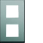 Hager - Plaque de finition Gallery 2 postes Acier verticale entraxe 71 mm