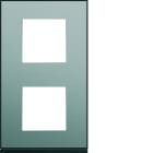 Hager - Plaque de finition gallery 2 postes Acier verticale entraxe 71 mm