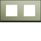 Hager - Plaque de finition Gallery 2 postes Bronze horizontale entraxe 71 mm