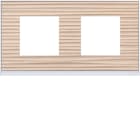 Hager - Plaque gallery 2 postes horizontale 71 mm latté, placage bois beige mat