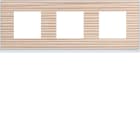 Hager - Plaque gallery 3 postes horizontale 71 mm latté, placage bois beige mat