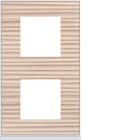 Hager - Plaque gallery 2 postes verticale 71 mm latté, placage bois beige mat