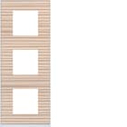 Hager - Plaque gallery 3 postes verticale 71 mm latté, placage bois beige mat