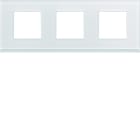 Hager - Plaque de finition gallery 3 postes horizontale Moon glass entraxe 71 mm