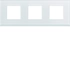 Hager - Plaque de finition Gallery 3 postes horizontale Moon glass entraxe 71 mm