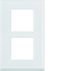 Hager - Plaque de finition gallery 2 postes Moon glass verticale entraxe 57 mm