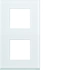 Hager - Plaque de finition gallery 2 postes Moon glass verticale entraxe 71 mm