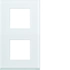 Hager - Plaque de finition Gallery 2 postes Moon glass verticale entraxe 71 mm