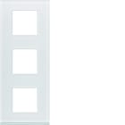 Hager - Plaque de finition gallery 3 postes verticale Moon glass entraxe 71 mm