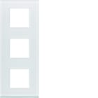 Hager - Plaque de finition Gallery 3 postes verticale Moon glass entraxe 71 mm