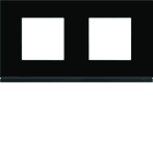 Hager - Plaque de finition gallery 2 poste Midnight glass horizontal entraxe 71 mm