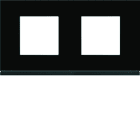 Hager - Plaque de finition Gallery 2 poste Midnight glass horizontal entraxe 71 mm