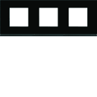 Hager - Plaque de finition gallery 3 postes horizontale Midnight glass entraxe 71 mm