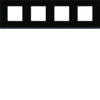 Hager - Plaque de finition Gallery 4 postes horizontale Midnight glass entraxe 71 mm