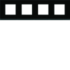 Hager - Plaque de finition gallery 4 postes horizontale Midnight glass entraxe 71 mm