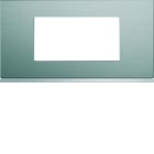 Hager - Plaque de finition Gallery 4 modules Bright inox entraxe 71 mm