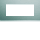 Hager - Plaque de finition Gallery 5 modules Bright inox entraxe 71 mm