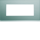 Hager - Plaque de finition gallery 5 modules Bright inox entraxe 71 mm