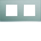 Hager - Plaque de finition Gallery 2 postes Bright inox horizontale entraxe 71 mm