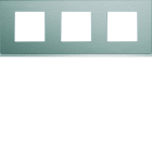 Hager - Plaque de finition gallery 3 postes horizontale Bright inox entraxe 71 mm