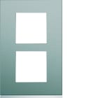 Hager - Plaque de finition Gallery 2 postes Bright inox verticale entraxe 57 mm