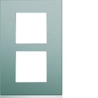 Hager - Plaque de finition gallery 2 postes Bright inox verticale entraxe 57 mm