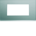 Hager - Plaque de finition Gallery 4 modules Bright inox entraxe 57 mm