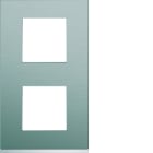 Hager - Plaque de finition gallery 2 postes Bright inox verticale entraxe 71 mm