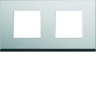 Hager - Plaque de finition Gallery 2 postes Natural alu horizontale entraxe 71 mm