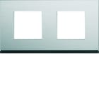 Hager - Plaque de finition gallery 2 postes Natural alu horizontale entraxe 71 mm