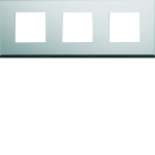 Hager - Plaque de finition gallery 3 postes horizontale Natural alu entraxe 71 mm