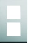 Hager - Plaque de finition Gallery 2 postes Natural alu verticale entraxe 57 mm