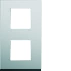 Hager - Plaque de finition Gallery 2 postes Natural alu verticale entraxe 71 mm