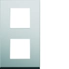 Hager - Plaque de finition gallery 2 postes Natural alu verticale entraxe 71 mm