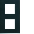 Hager - Plaque de finition gallery 2 postes Dark rock verticale entraxe 71 mm