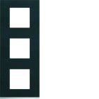 Hager - Plaque de finition Gallery 3 postes verticale Dark rock entraxe 71 mm