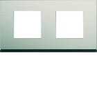 Hager - Plaque de finition gallery 2 postes Antique alu horizontale entraxe 71 mm