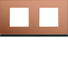 Hager - Plaque de finition gallery 2 postes Copper alu horizontale entraxe 71 mm