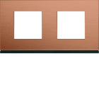 Hager - Plaque de finition Gallery 2 postes Copper alu horizontale entraxe 71 mm