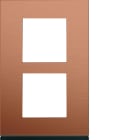 Hager - Plaque de finition Gallery 2 postes Copper alu verticale entraxe 57 mm